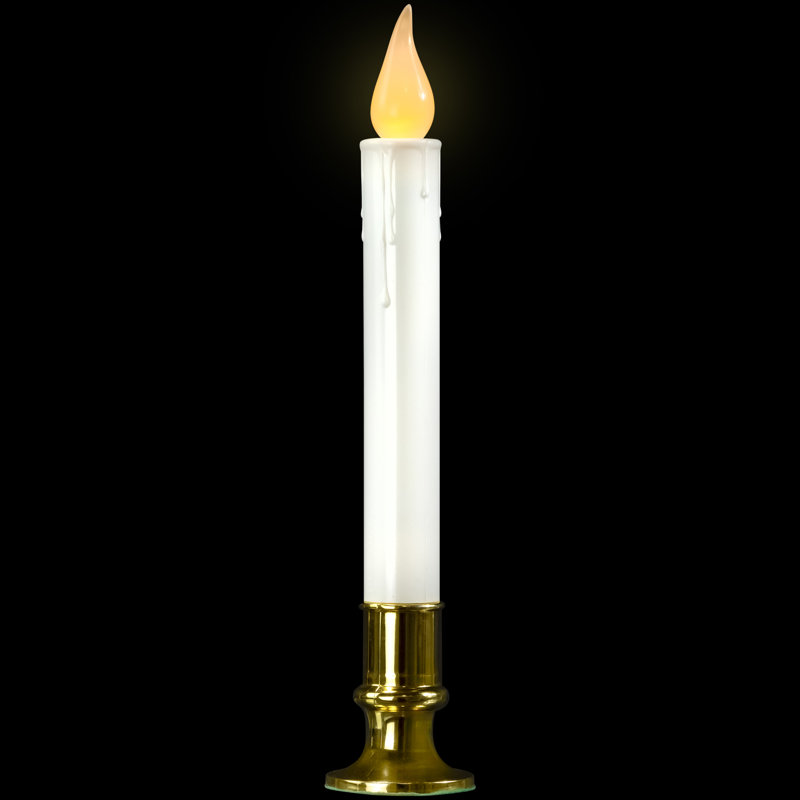 LED Flickering Christmas Candle Lamp With Brass Base - 9" - Set Of 4