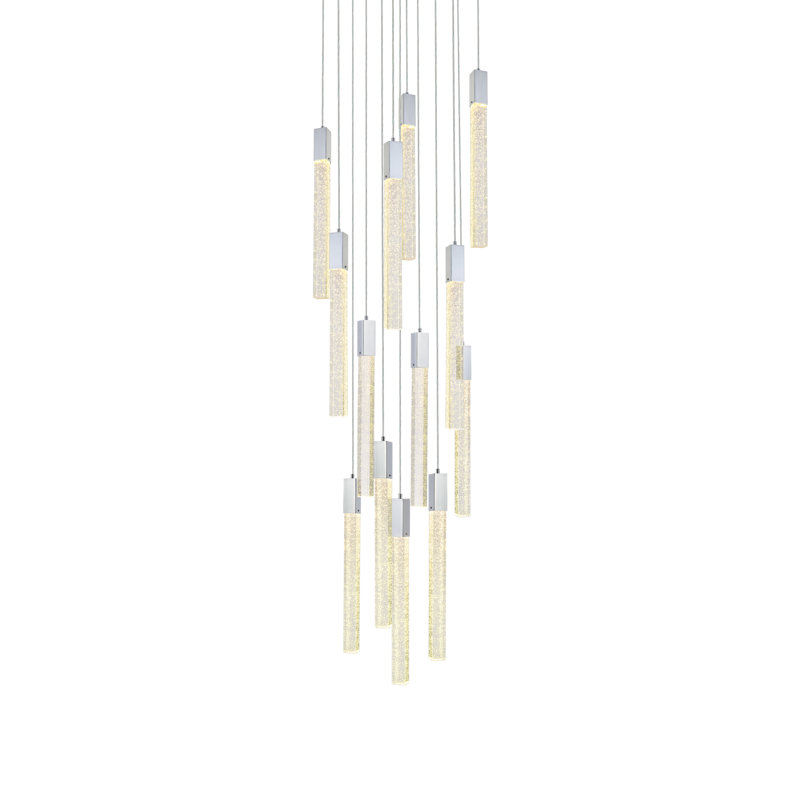 Luminaire suspendu rectangulaire à 13 lumières Aliha, Chrome