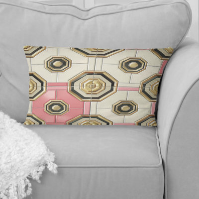 Gold Pink Midcentury - Midcentury Lumbar Pillow
