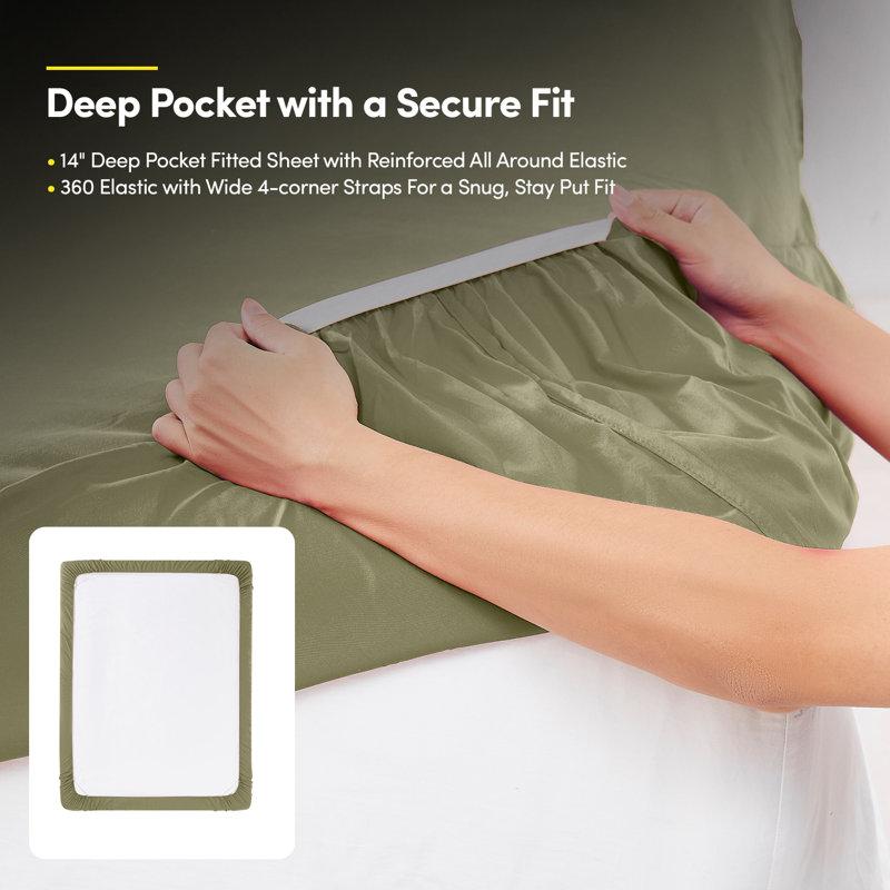 All Season Bed-in-A-Bag 5pc/7pc Solid Color Comforter & Sheet Set Ultra Soft Bedding by Sweet Home Collection, Sage