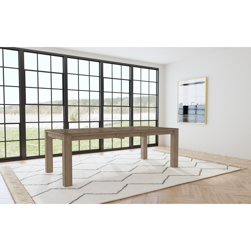 Trevion Extendable Solid Wood Leg Dining Table, Dark Taupe