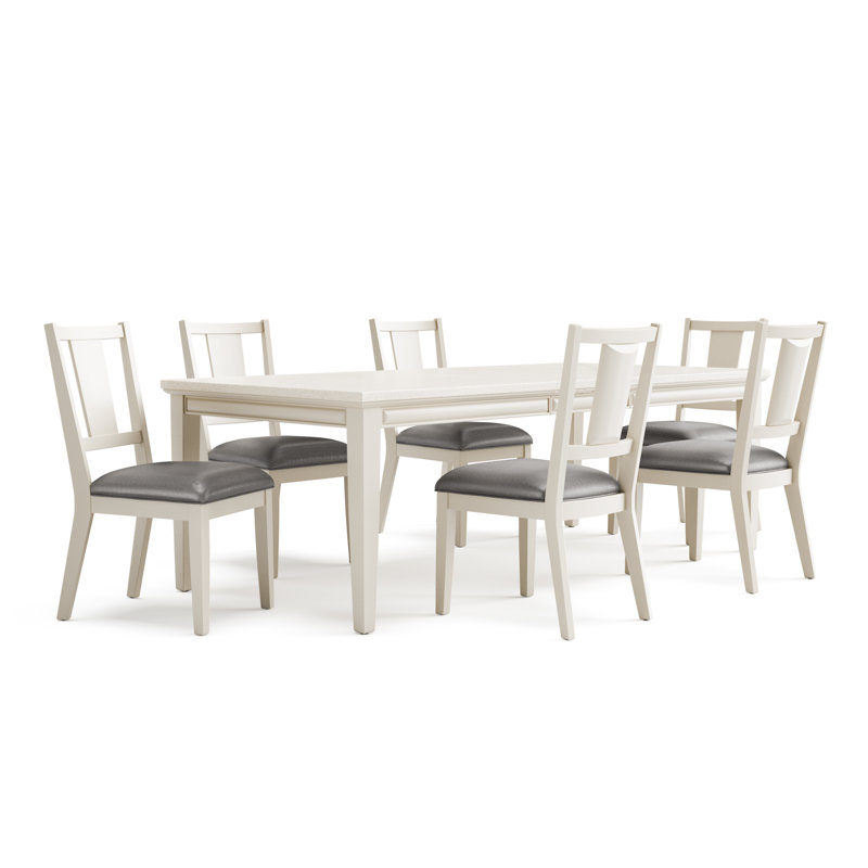 Ensemble de table de salle à manger Athlyn, Blanc, 7 pièces : table, 6 chaises