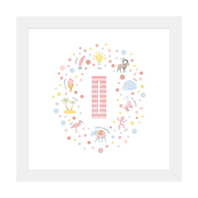 Lettre illustrée I rose - impression