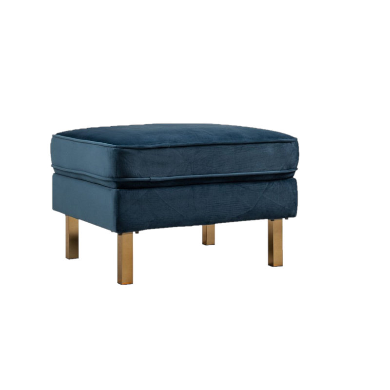 Repose-pieds rembourré avec repose-pieds rectangulaire et repose-pieds, Velours bleu