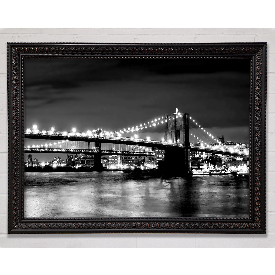 NYC Night Bridge B N W - Einzelne Bilderrahmen Kunstdrucke