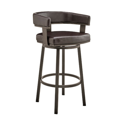 Swivel Counter Barstool With Curved Open Back And Metal Legs