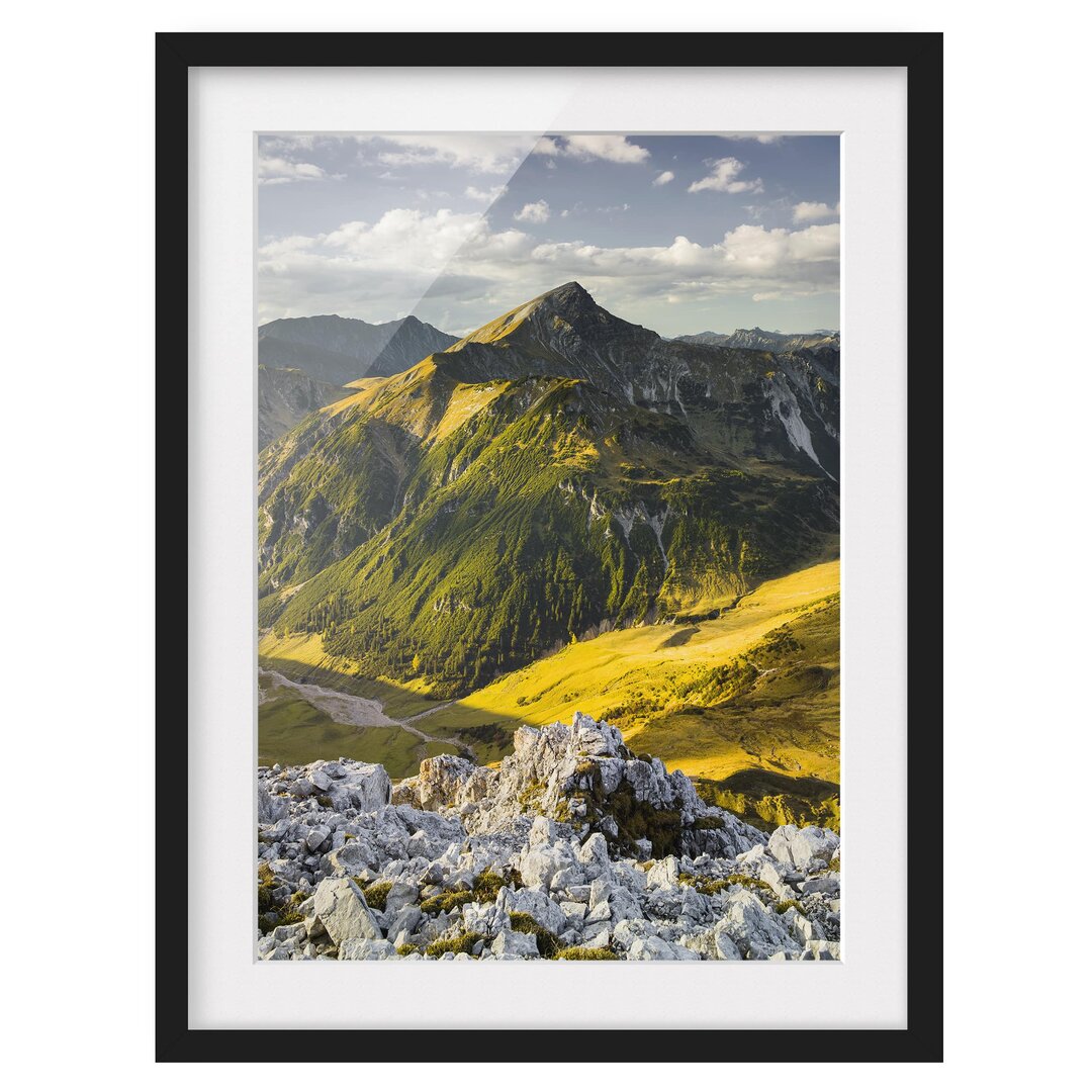 Gerahmtes Poster Berge und Tal der Lechtaler Alpen in Tirol