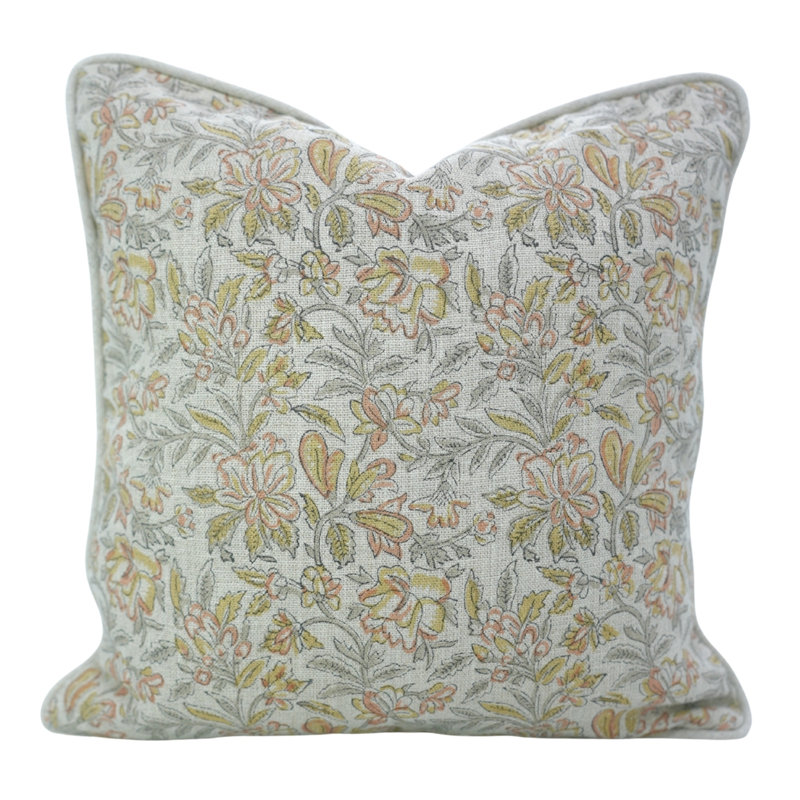 Housse de coussin en lin fabriquée à la main avec une bordure de passepoil élégante - Qudrat, Carré 18 po