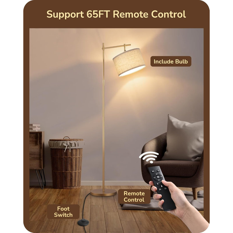 Lampe sur pied à intensité variable avec télécommande, luminosité et température de couleur réglables, fonction minuterie, douille E26, ampoule DEL incluse, design moderne pour le salon, la chambre à coucher, le bureau