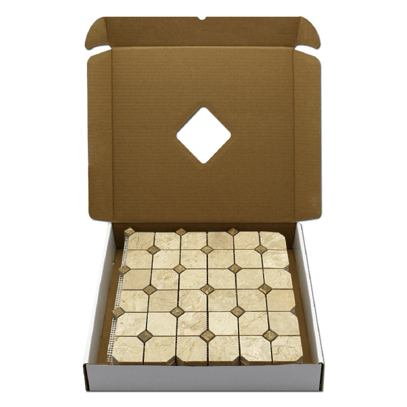 2" x 2" Marble Random Mosaic Wall & Floor Tile, Crema Nouva