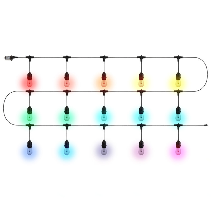 Junyi Outdoor String Lights - 50FT Color-Changing Patio Lights with Remote and Vintage-Style LED Edison Bulbs for Porch, Backyard, and Events by Pure Garden