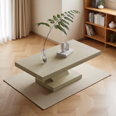 Table basse moderne de 47,24 po à pieds croisés, conception robuste en forme de X, placage en bois massif, grande table centrale de salon avec amplement d'espace de rangement