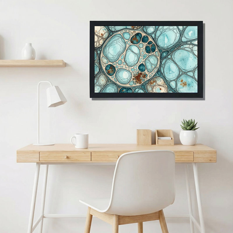 Art mural sur toile bleu sarcelle et rouille, 12"H x 18"W