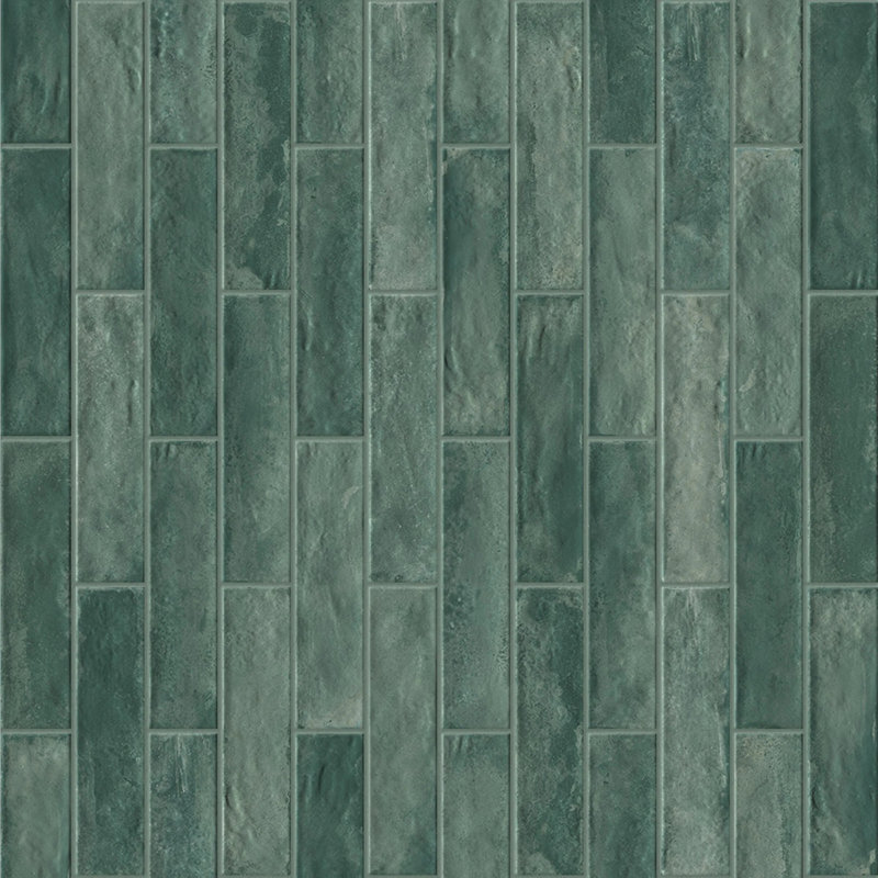 Element 3" x 12" Zellige Porcelain Tile, Forest Green
