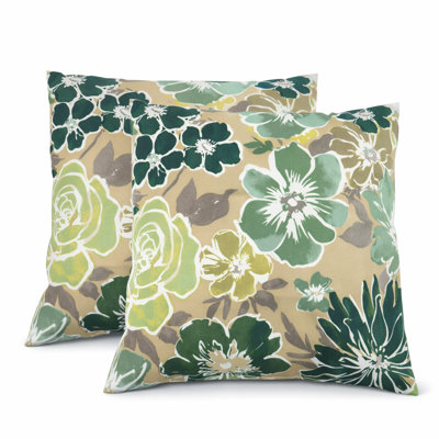 2-Piece 18" x 22" Indoor/Outdoor Waterproof Square Throw Pillow Set with Removable Zip Covers and Inserts