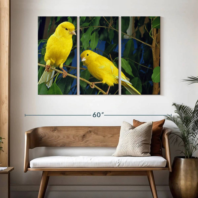 Brampt Yellow Canary Birds, 32" H x 50" W