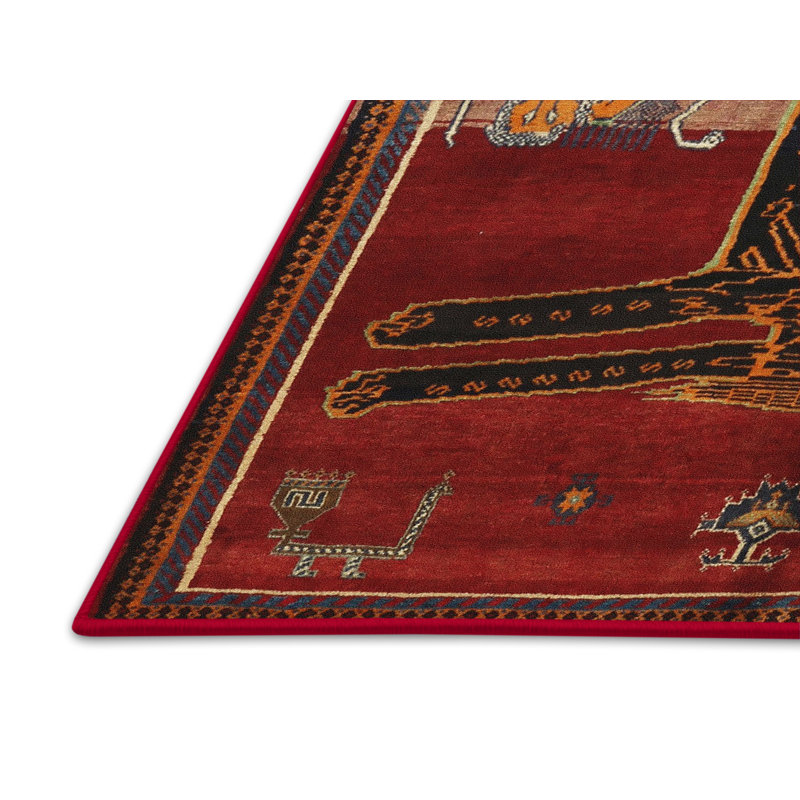 Tapis traditionnel orange / noir, Rectangulaire 8 pi x 10 pi