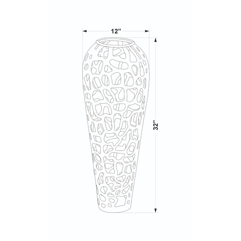 Vase décoratif Natalyia, Or, H 32 po x l 12 po x P 12 po