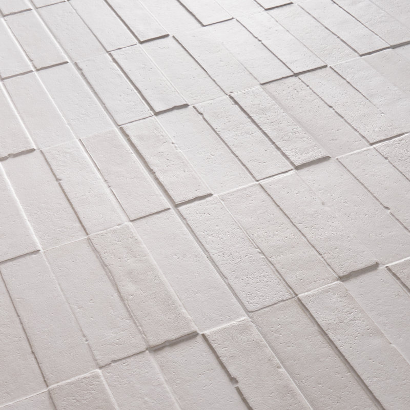 Devi 16x48 Matte Textured Ceramic Tile, Devi Linen White