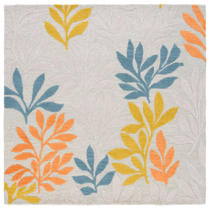 Jardin 158 Hand Tufted Wool Pile Floral Rug, Square 6'