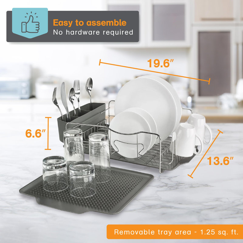 Advantage Pro 4-Piece Dish Rack | Space-Saving | Gray | Countertop/Sink/Surface Mount