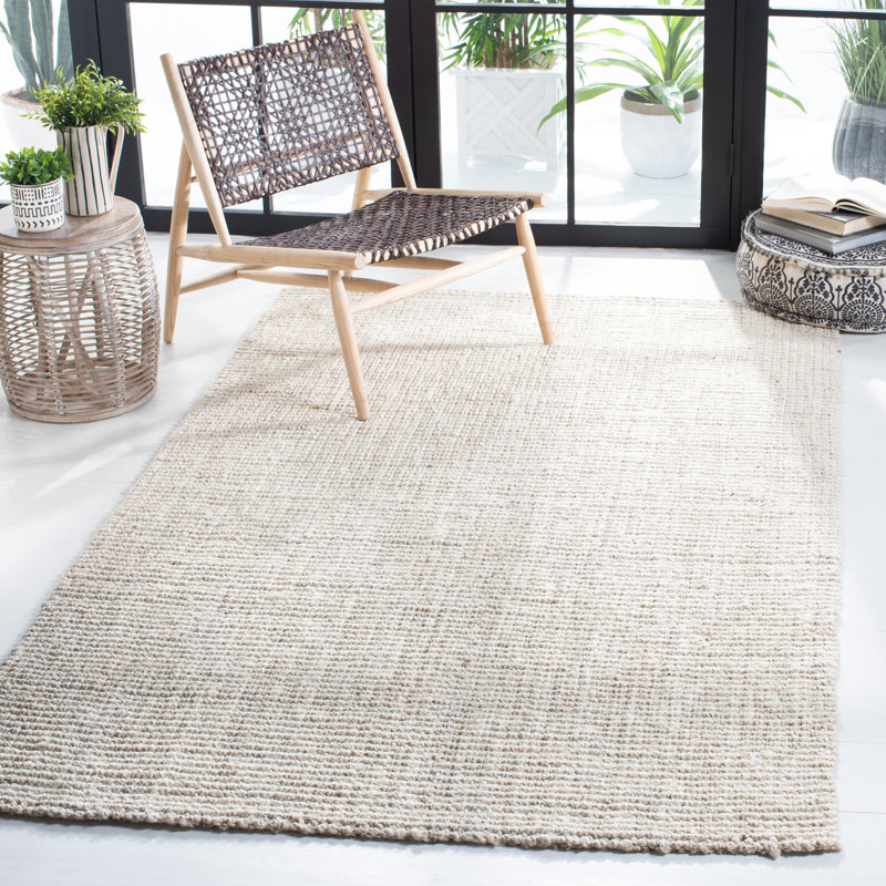 Tapis en jute tissé à la main Estrin, Rectangle 4 pi x 6 pi, Bleach