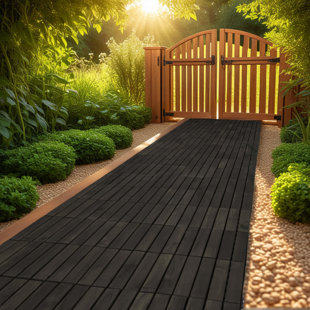 12'' X 12'' Stripe Style Wood Interlocking Deck Tiles Indoor &Outdoor,10Pcs