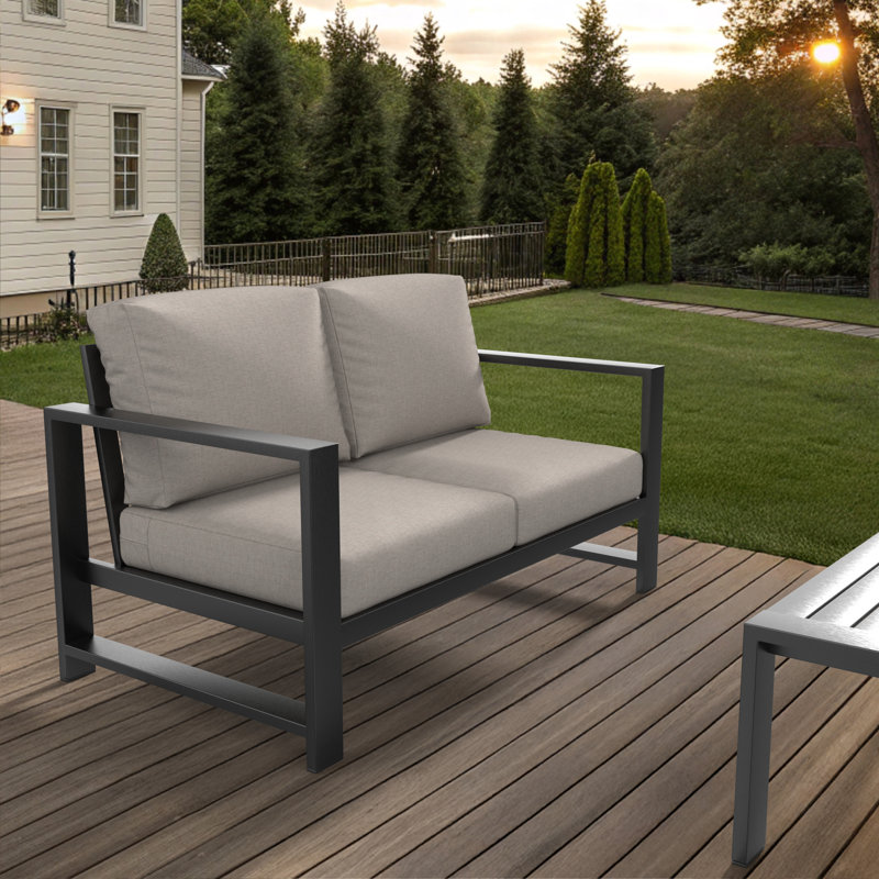 Causeuse d'extérieur Oltjana avec coussins Sunbrella®, Argent coulé