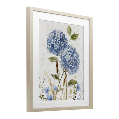 «Modern Hydrangea Allure», reproduction d'art sous verre encadrée par Nan