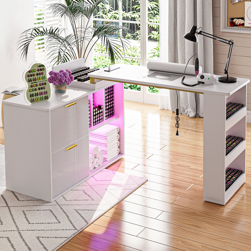 Bureau de manucure en L Kitwana, Blanc