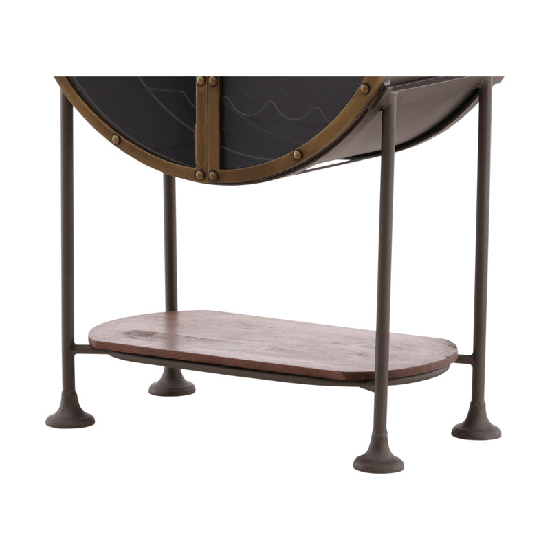Furniture Classics Eclipse Black Iron Glass Oval Bar Cabinet