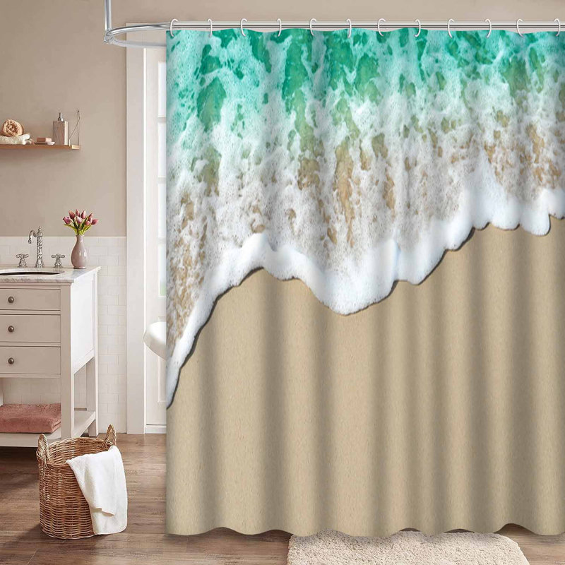Rideau de douche doux doux avec vagues et sable, L 72 po x l 72 po