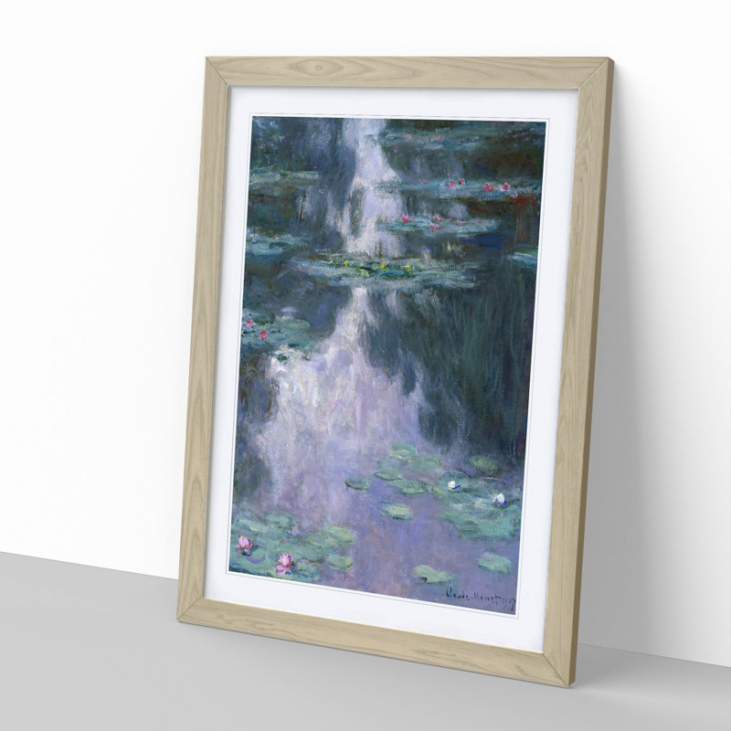 Water Lilies Lily Pond Vol.23 by Claude Monet - Picture Frame Painting, Oak, 48cm H x 36cm W x 2cm D