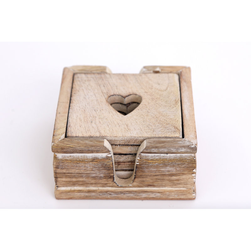 Wood Square 6 Piece Coaster Set