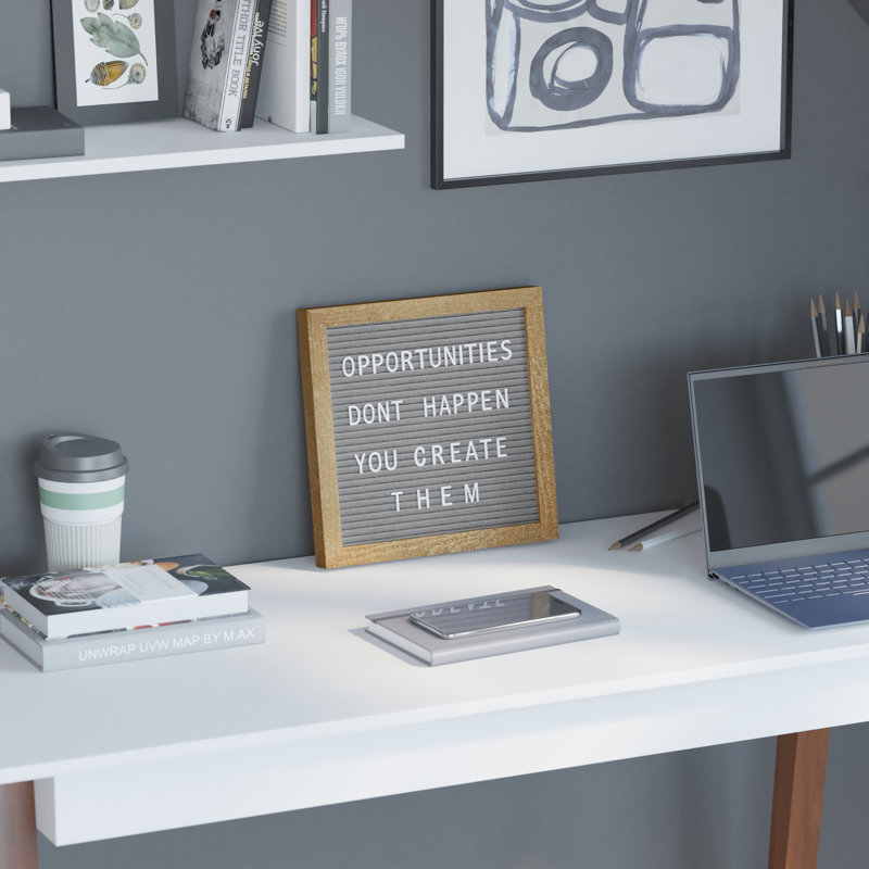 Gracie Felt Letter Board with Wooden Frame - includes 389 PP Letters and Canvas Carrying Case, Weathered Brown, 10" x 10"