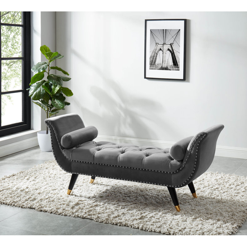 Arapahoe Velvet Upholstered Bench, Gray
