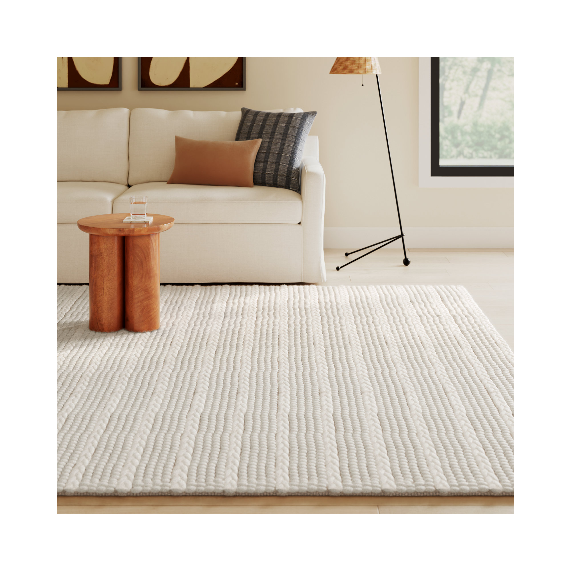 Sestina Handmade Flatweave Ivory Area Rug, Rectangle 8' x 10'