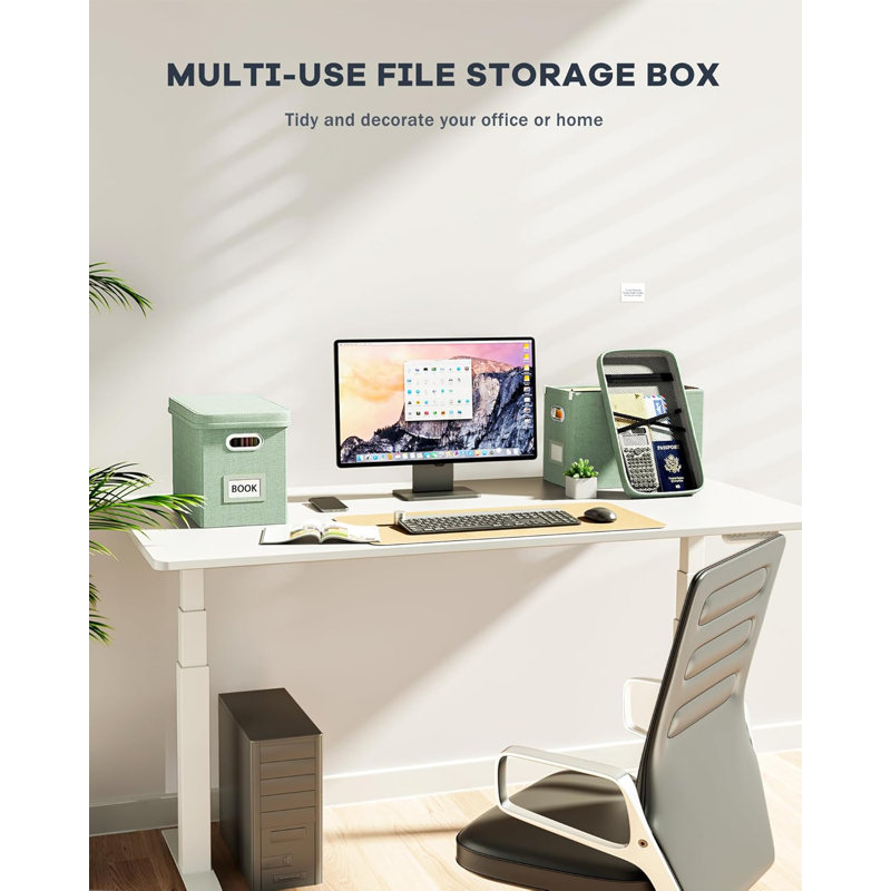File Organizer Box With Lid, Hanging Filing File Box With Mesh Pocket, Document Organizer Box For Letter Files, Portable Storage Box