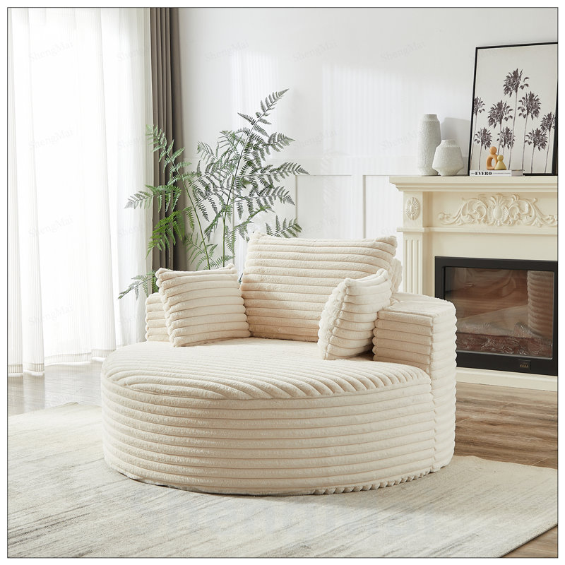 Canapé en éponge Corduroy, fauteuil-lit moderne moelleux pour le salon, la chambre à coucher et le salon, Beige Corduroy