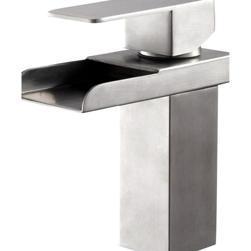 Élégant robinet de salle de bain - poignée simple, trou, nickel brossé, poignée moderne, robinet, trou