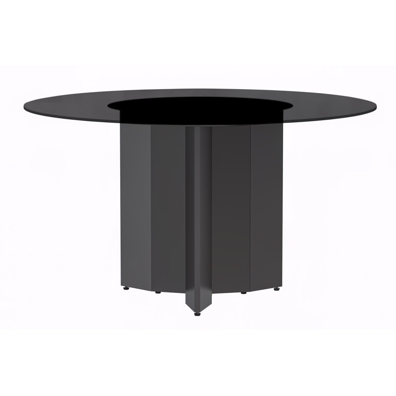 Table de salle à manger ronde Jabez, Noir, H 29,5 po x l 71 po x P 71 po