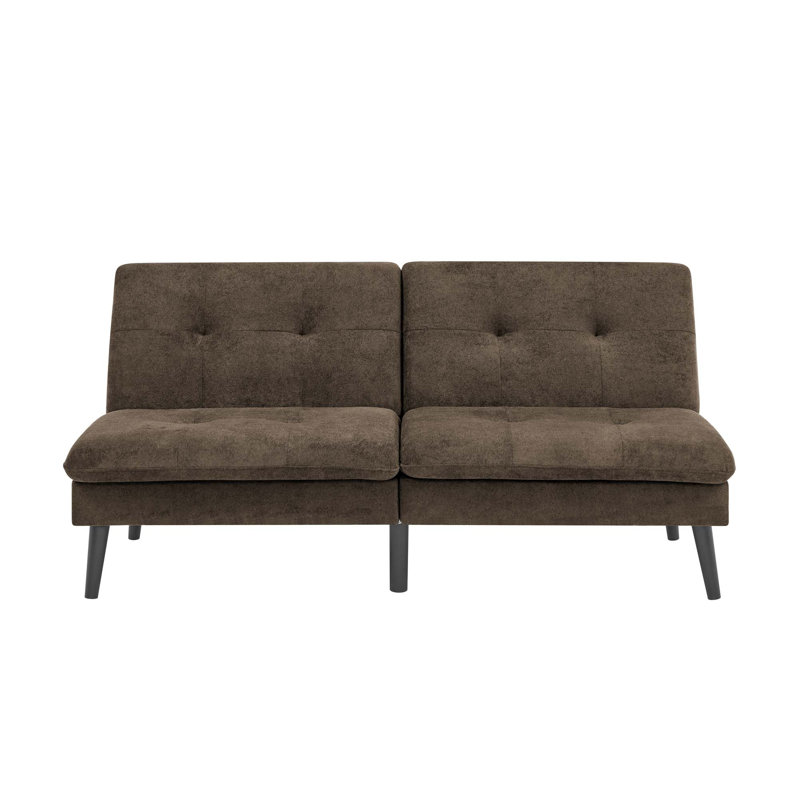 Futon facile à convertir en mélange de polyester avec confort capitonné, Dark Brown Fabric