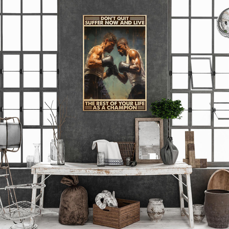 Boxing As A Champion - 1 pièce, reproduction d'art graphique sur toile tendue, H 14 po x l 11 po x P 1,25 po