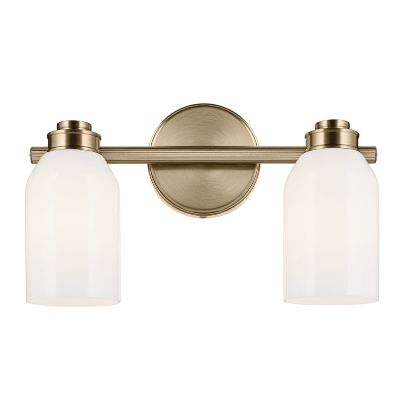 15" 2-Light Vanity Light with White Opal Glass, Bronze
