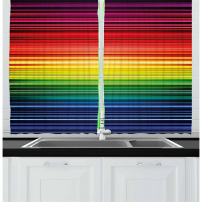 Striped Pointed Kitchen Curtain