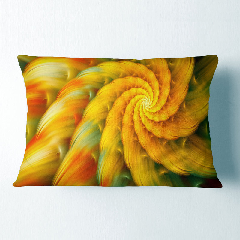 Coussin décoratif rotatif à fleurs fractales, Jaune