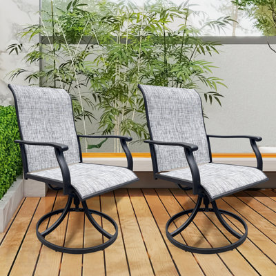 Swivel Dining Chairs Set Of 2, Outdoor Breathable Textilene Patio Chairs For Comfort And Durability On Porch Or Deck
