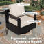 Ensemble de patio d'extérieur 5 pièces avec 2 canapés, 2 chaises pivotantes, 1 table basse et un coussin beige Abdullah-129227007