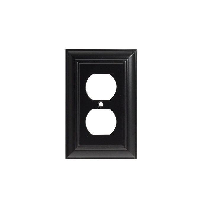 Matte Black Traditional Single Duplex Outlet Wall Plate