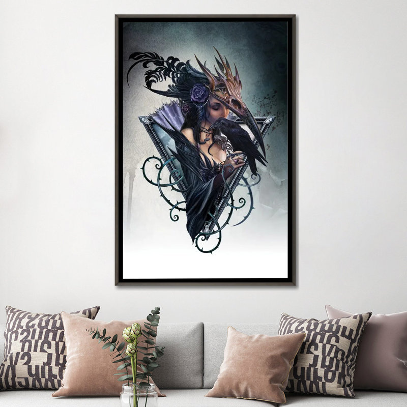 Corvus Arcanum, Dark Rustic Wood Floater Framed Canvas, No Mat, 60" H x 40" W x 1.5" D